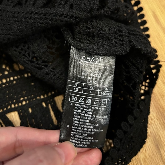 BA&SH estela lace long sleeve blouse boho romantic victorian black size 4 US - Picture 8 of 12